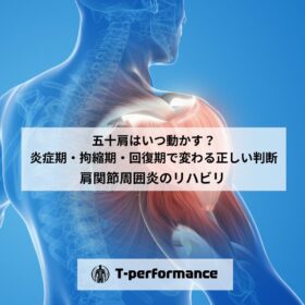 五十肩はいつ動かす？炎症期・拘縮期・回復期で変わる正しい判断｜静岡のリハビリ・コンディショニングラボ｜T-performance